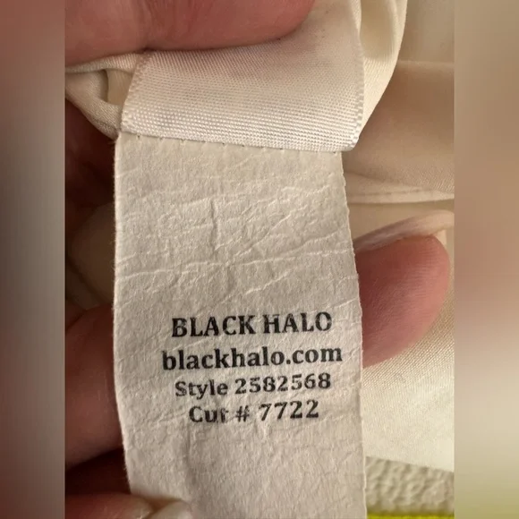 Black Halo Quill White Midi Dress with Neon Trim Size 8. D23 - Picture 14 of 16